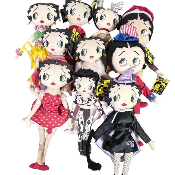 Vintage Betty Boop Plush Dolls Lot Of 10 Christmas Cowgirl Red Pink Dress Groovy - Picture 1 of 16